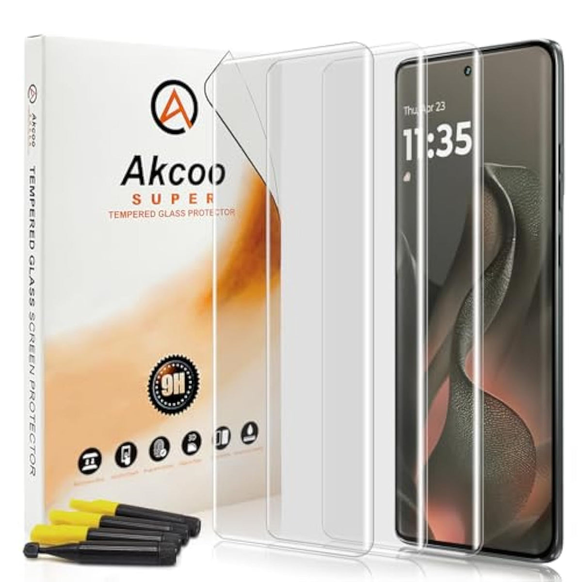 Screen Protector For Motorola Edge 2025, Tempered Glass Uv Set [3 Pack], Edge To Edge All Round Protection, 9H Hardness Scratch Resistant, Sensitive Touch