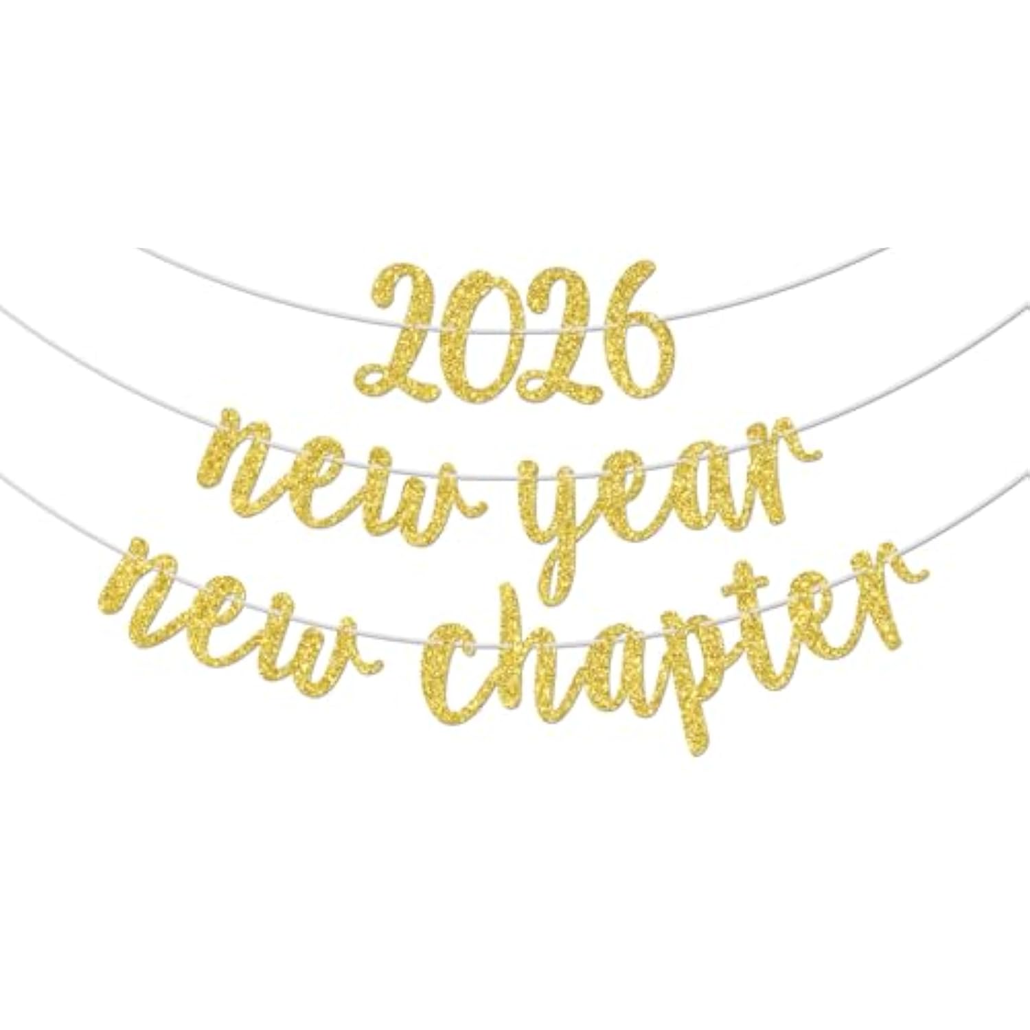 2026 New Year New Chapter Gold Glitter Banner Party Decor