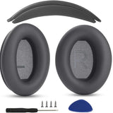 Ear Pads Cushions + Headband Replacement Earpads Compatible With Bose Quietcomfort 45 Qc45 35 Qc35, Qc35 Ii Over-Ear Headphones Easy Diy Installation,Protein Leather Parts (Dark Gray Kit)