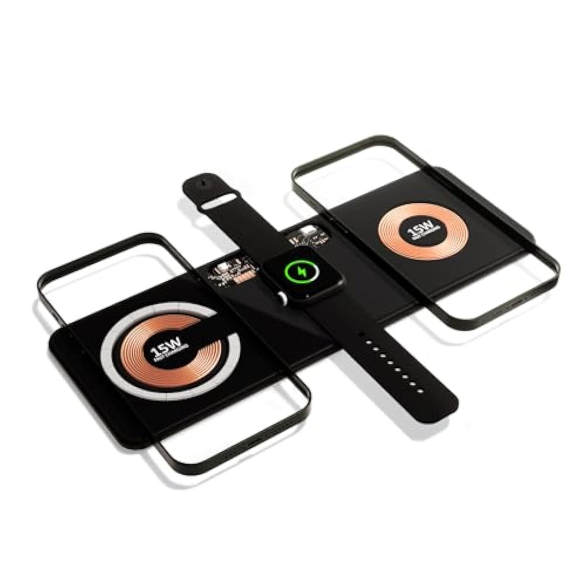 3 In 1 Magnetic Charging Pad Double 15W, Fast Wireless Charging Station, Charger For Iphone 15/14/13/12 Series, Android, Apple Watch, Airpods Pro And Others