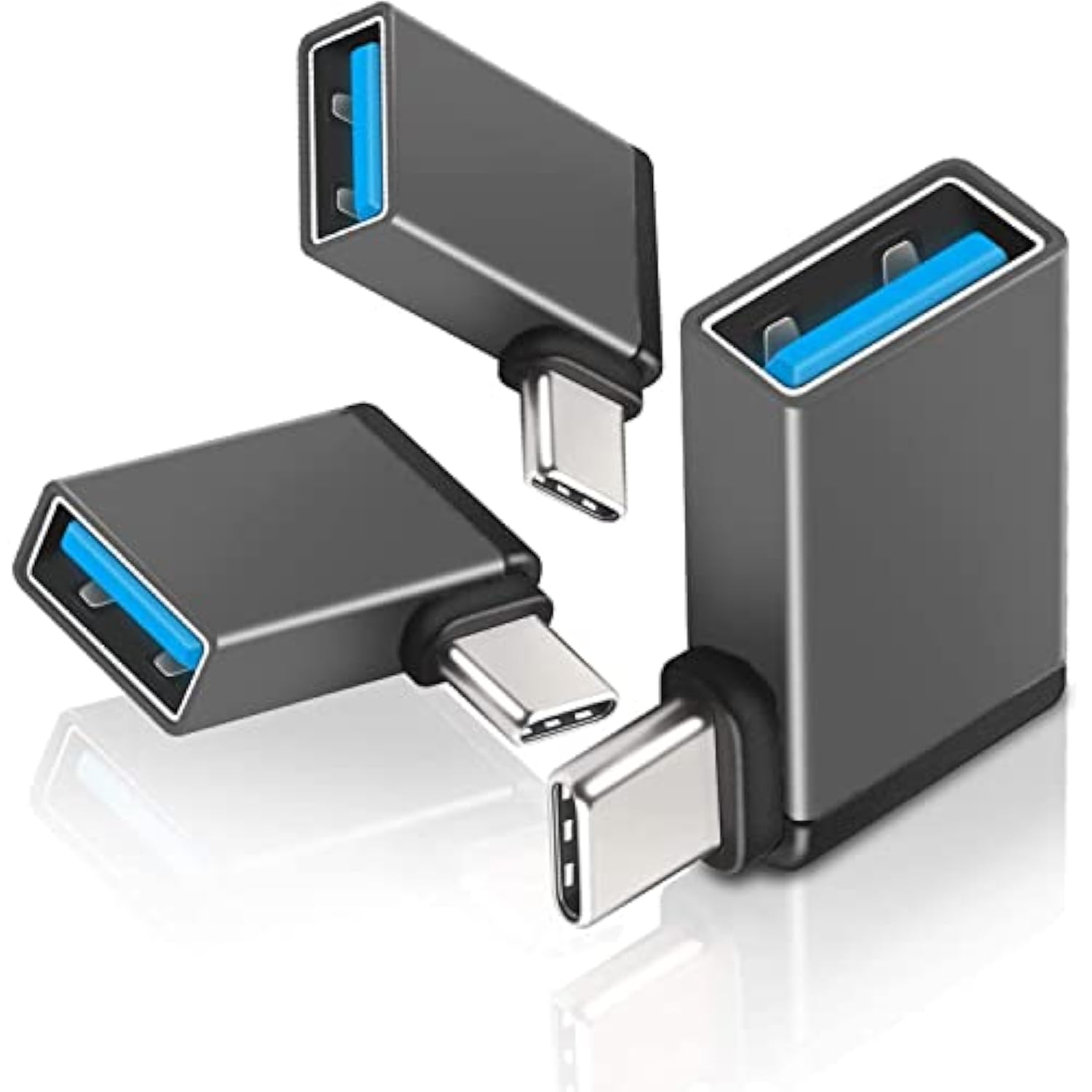 Right Angle Usb C To Usb Adapter(3-Pack), 90 Degree Type C Male To Usb 3.0 Female Converter,Thunderbolt 3 Otg Connector For Macbook Pro/Air, Iphone 15 Pro Max,Galaxy S24/S23/S22