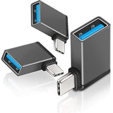 Right Angle Usb C To Usb Adapter(3-Pack), 90 Degree Type C Male To Usb 3.0 Female Converter,Thunderbolt 3 Otg Connector For Macbook Pro/Air, Iphone 15 Pro Max,Galaxy S24/S23/S22