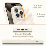 Beige Wave Water Ripple Pattern Phone Case for iPhone 15 Pro - Slim Satin Glossy Soft Silicone TPU Bumper Shockproof Protective Cover