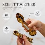 White And Gold Measuring Spoons With Leveler - Featuring 8Pc Upgraded Style, Dual-Sided, Stackable, Stainless Magnetic Measuring Spoons Set - Fits In Spice Jars, White And Gold Kitchen Accessories