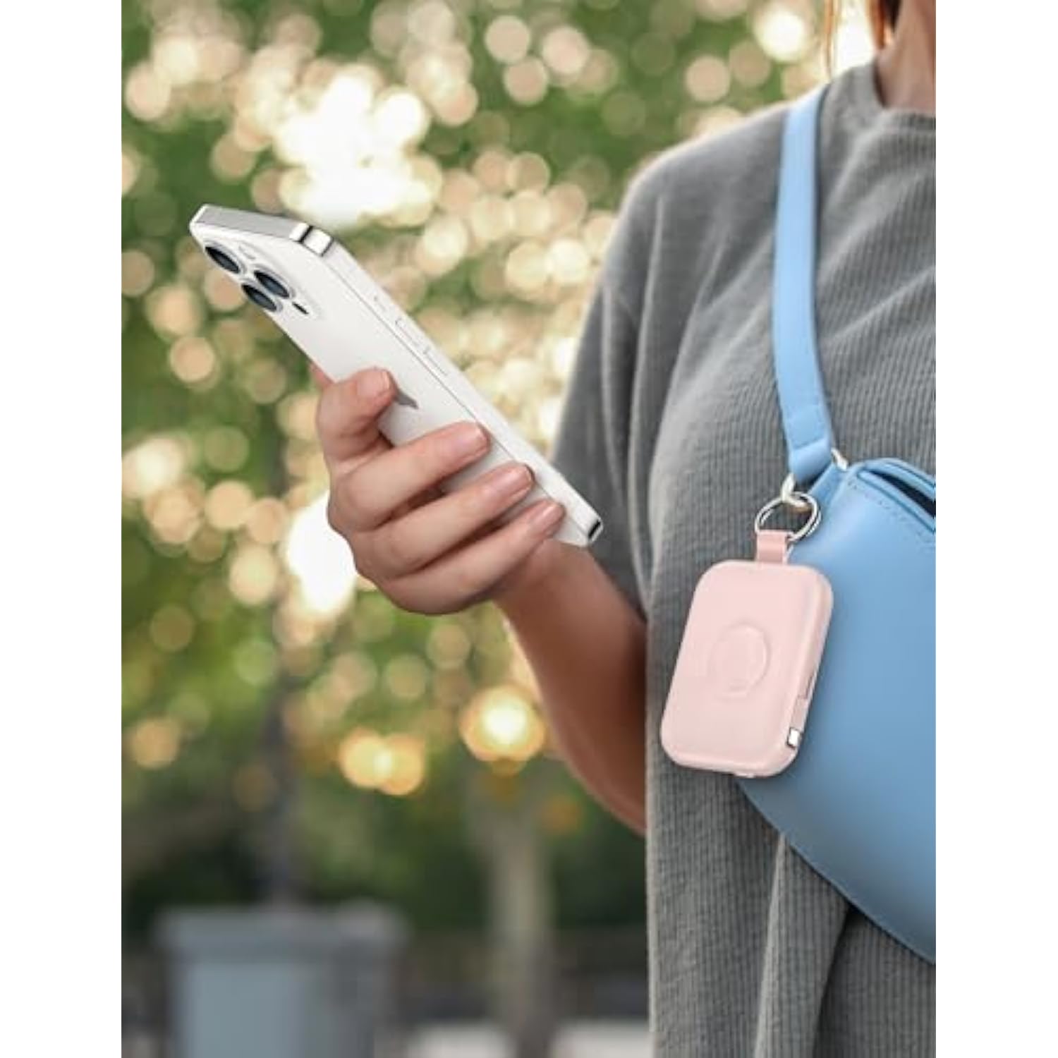Portable Charger, 5000Mah Portable Charger Power Bank With Built-In Cables, Travel Keychain Battery Pack For Apple Watch Ultra 2/10/9/8/Ultra/7/6/Se/5, Iphone 16/15/14/13/12, Pink