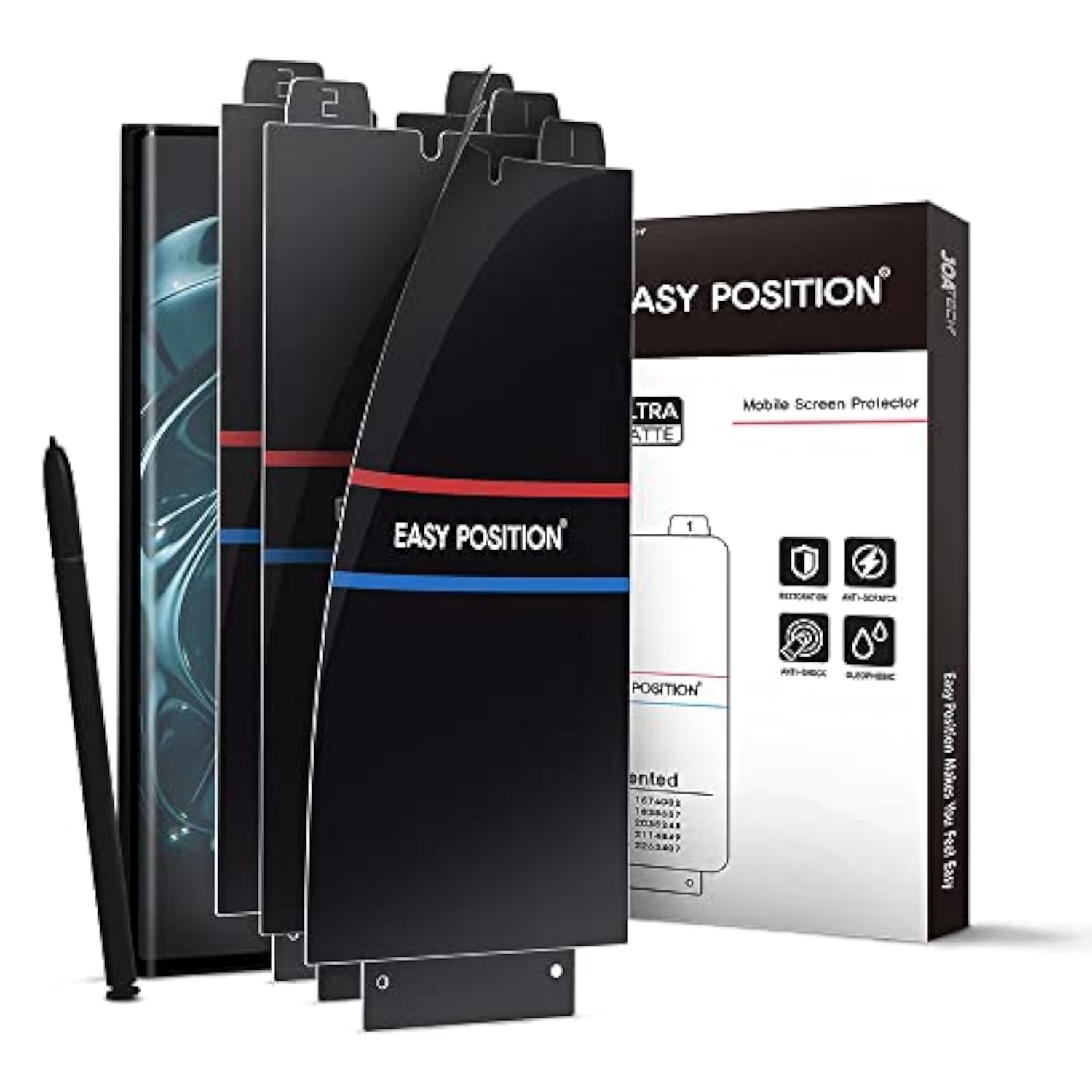 Screen Protector Film (3-Pack) For Galaxy S22 Ultra, [Matte] Anti Glare, Fingerprint Compatible Perfect Touch, Easy Installation With Guide Tool