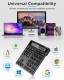 Bluetooth Number Pad, Wireless Numeric Keypad Calculator With Display, Usb-C Rechargeable External 34-Keys Numpad, Financial Data Entry Keyboard For Imac, Macbook Air/Pro, Pc Desktop, Laptop Notebook