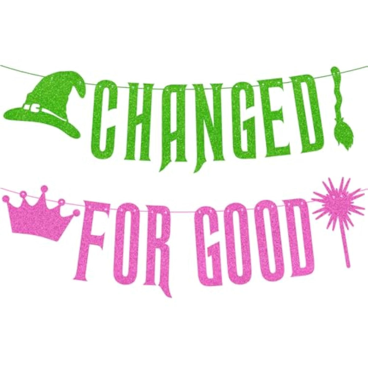 Diy Witch Party Banner Decorations, Glitter Pink & Green Theme Party Banner Supplies, Galentine'S Day Girls Night Ladies Graduation Party Cute Kid Princess Witch Happy Birthday Party Favor