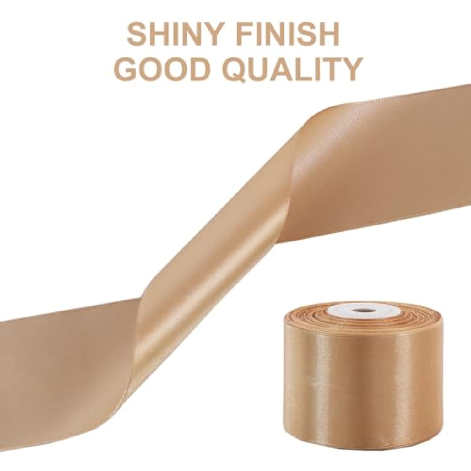 2 In X 25 Yds Wide Gold Satin Ribbon Solid Fabric Ribbons Roll For Cra