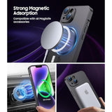 Magnetic iPhone 14 Case with MagSafe Compatibility, Built-in Camera Lens Protector, Slim Soft Silicone Bumper, Shockproof Metallic Luster Phone Case, Black
