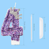 Birthday Number Candles,Purple Crown Birthday Candles For Cake,Glitter Number 4 Candle Cake Topper With Sequins For Anniversary Celebrations Supplies (Number 4)