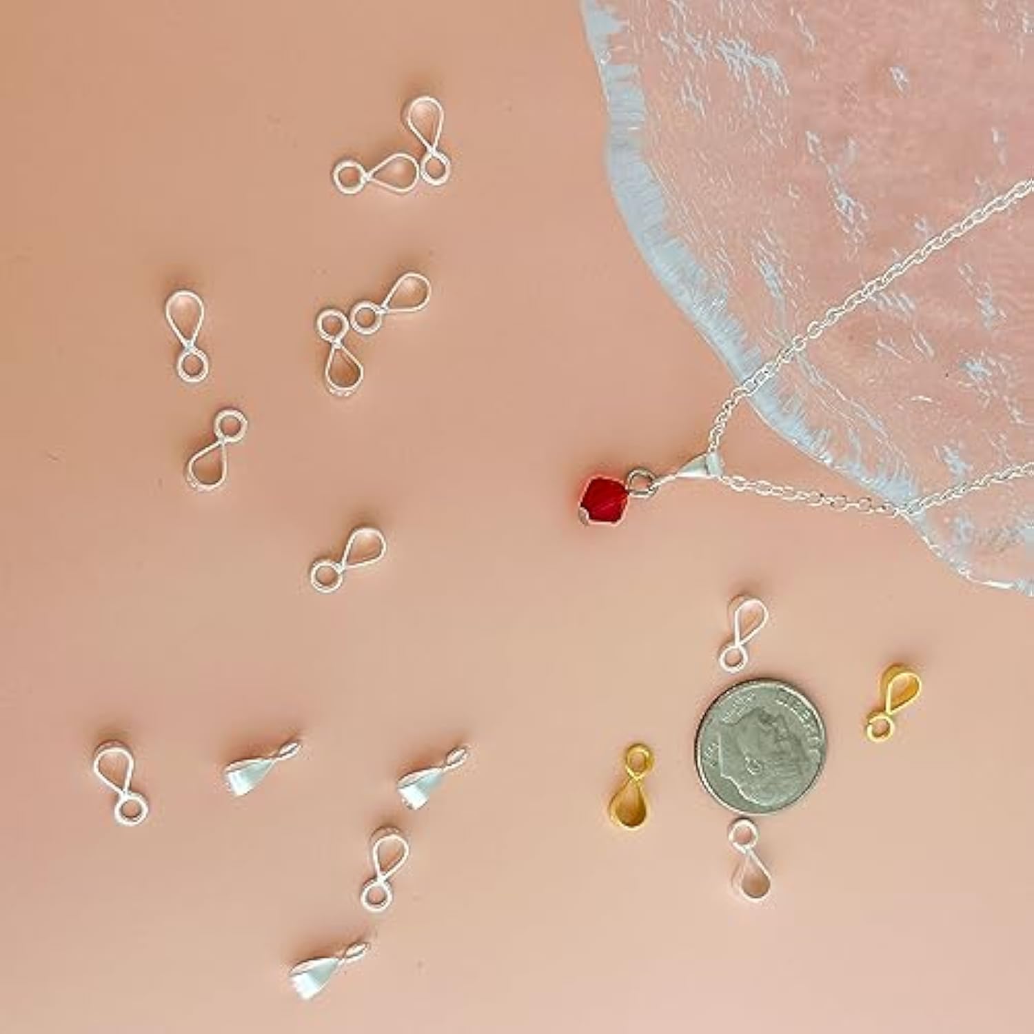 925 Sterling Silver Bails For Pendants Clasp With Open Loop,Jewelry Bails For Pendants Slider Connectors For Necklace Jewelry Making Made In Italy(5Pcs)