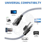Power Cord-3 Prong Power Cable 10A 250V Ac Power Cable 6.6Ft/2M Nylon Braided Replacement 3 Pin Power Cord For Computer, Monitor, Printer,Tv, Pc,Projector,Power Supply Cable