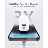 Usb C Wall Charger Block 20W, 2-Pack Dual Port Wall Charger Adapter With Foldable Plug, Fast Charger For Iphone 15/15 Pro/14/14 Pro Max/13, Galaxy, Ipad, Google Pixel, Samsung Galaxy