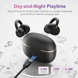 A7 Open Ear Clip-On Headphones For Glasses Wearers - Safe For Running & Streets, 4.7G Weightless Fit, 40H Battery, Bluetooth 5.4, Black