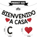 Bienvenido A Casa Banner - Spanish Welcome Home Banner, Welcome Home Decorations, Homecoming Party Decorations Black Glitter