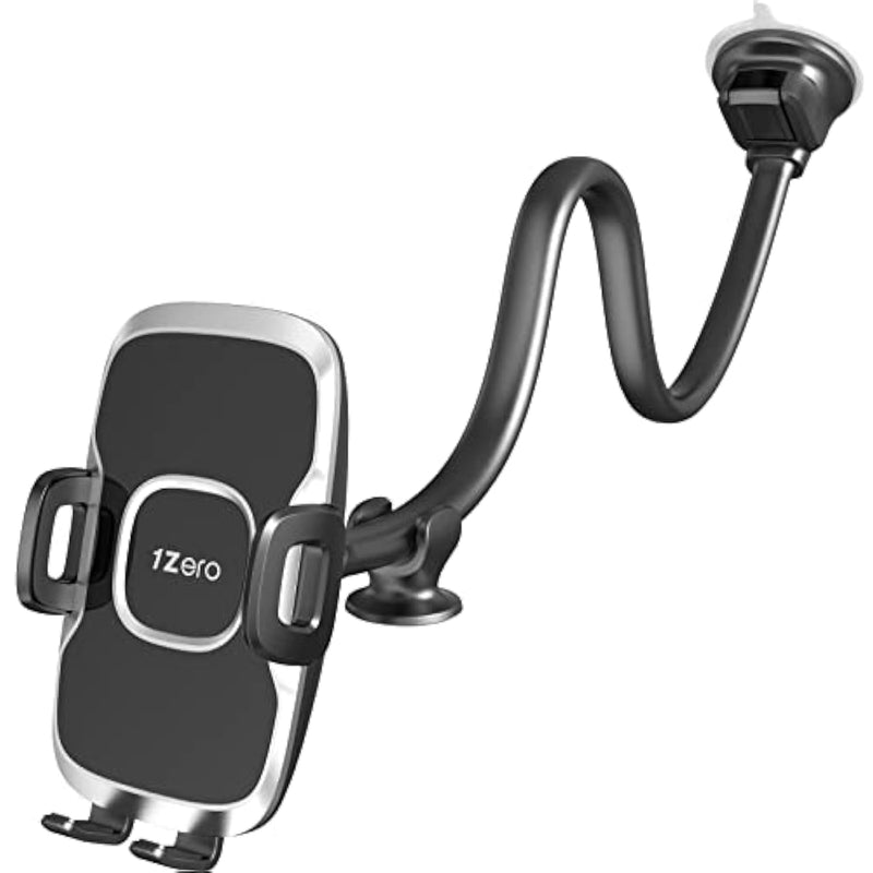 Solid Car Truck Phone Mount Holder With 14-Inch Gooseneck Long Arm, Windshield Window Mobile Holders W/Industrial-Strength Suction Cup, Anti-Shake Stabilizer Compatible All Cell Phones Iphone