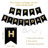 Happy Birthday Banner, Black And Gold Birthday Banner, Happy Birthday Decoration, Black And Gold Party Decoration