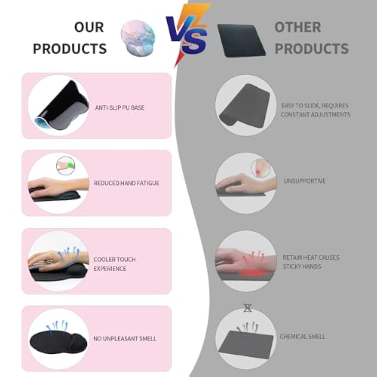 Mouse Pad With Wrist Rest, Comfortable Computer Mousepad With Gel Wrist Support Smooth Surface And Non-Slip Pu Base For Pain Relief, Laptop, Office & Home (Cyan Pink Marble)