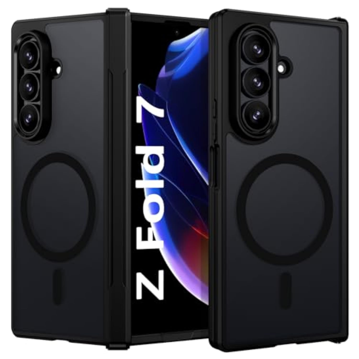 Magnetic For Samsung Galaxy Z Fold 7 Case [Compatible With Magsafe], Military Grade Hinge Protection Translucent Matte Anti-Yellow Slim Shockproof Phone Case For Samsung Z Fold 7 8.0", Black