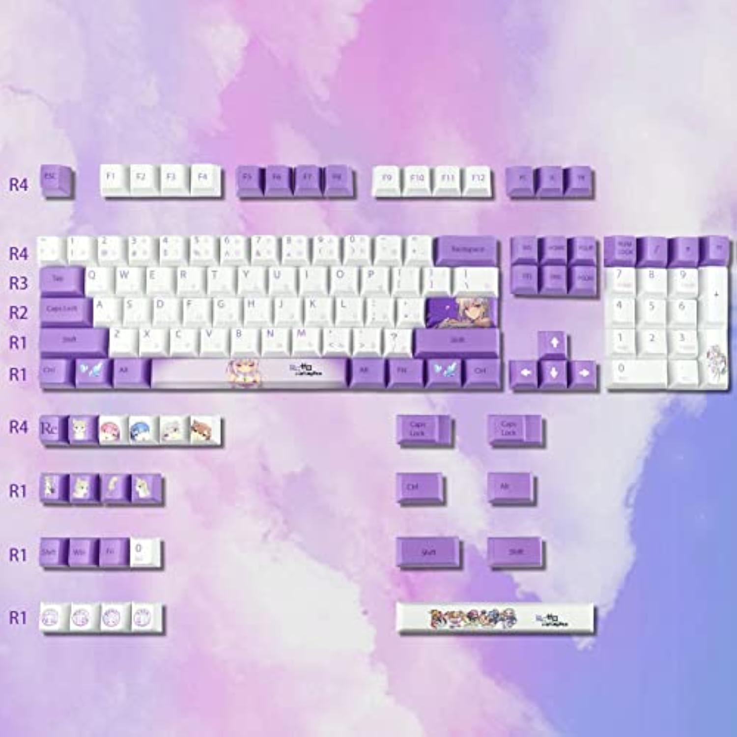 Keycaps,Pbt Keycap Cherry Profile, 104 Key Set For Mechanical Keyboards, Engli