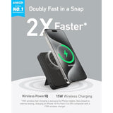 Anker MagGo Power Bank, Qi2 Certified 15W Ultra-Fast MagSafe-Compatible Portable Charger, 10,000mAh Battery Pack with Smart Display & Foldable Stand, For iPhone 16/15/14/13 Only (USB-C Cable Included)