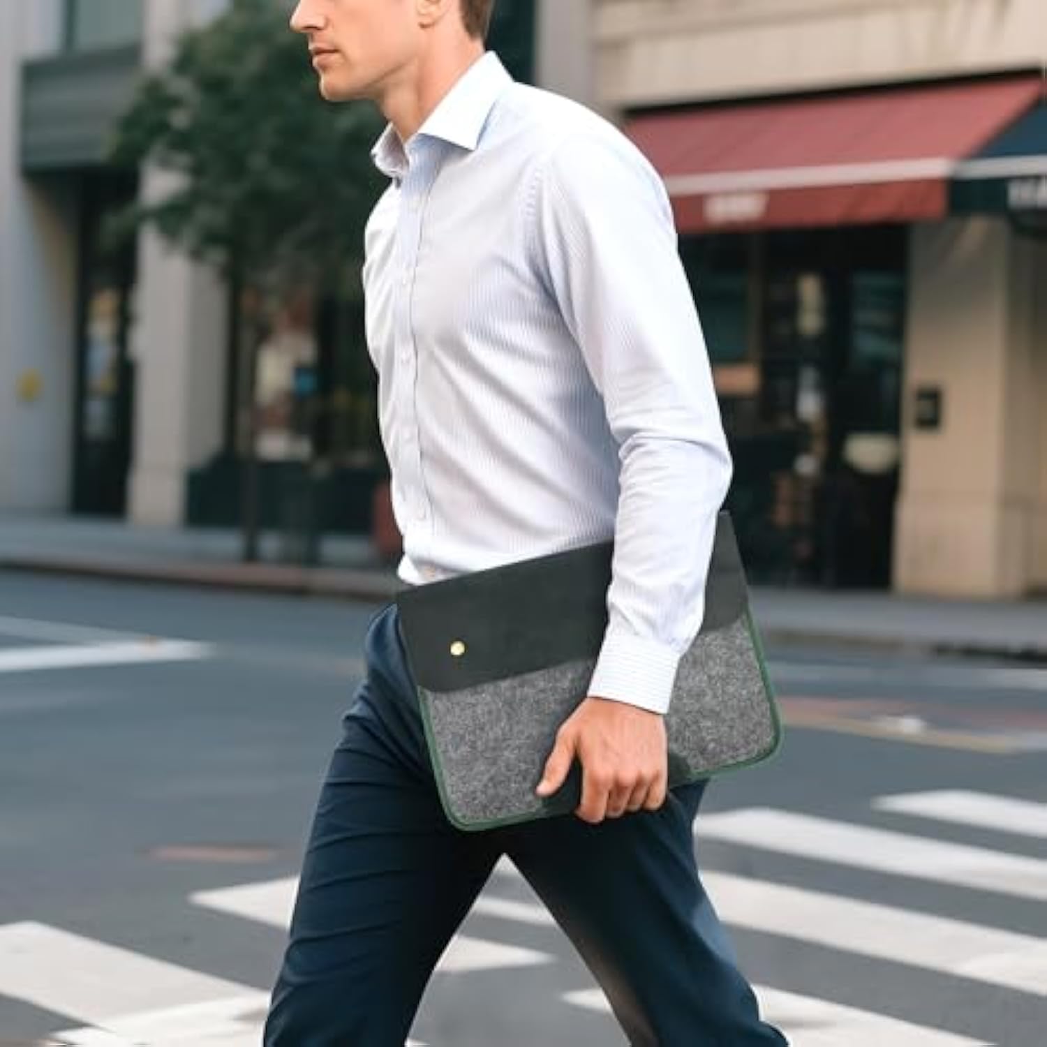 Premium Felt & Leather Laptop Sleeve - Durable 13-16 Inch Case For Macbook, Tablet & Laptop - Stylish & Protective - Small & Green