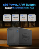 F2-425 2-Bay Nas Storage - Intel X86 Quad-Core Cpu, 4Gb Ram, 2.5Gbe Lan, Network Attached Storage Multimedia Server For Home Users (Diskless)