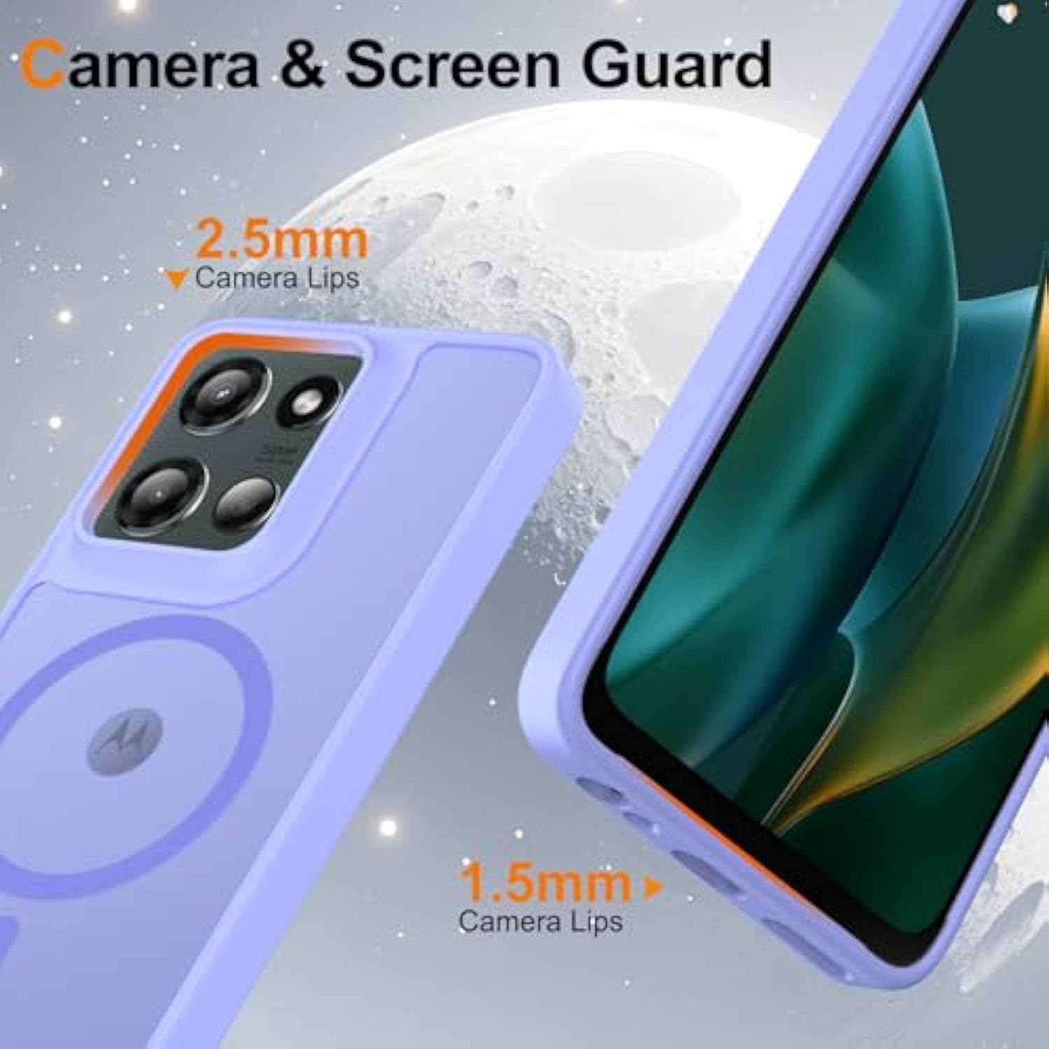 For Motorola Moto G 5G 2025 Case Magnetic Shockproof, [Fit For Magsafe] [Glass Screen Protector] Translucent Anti-Fingerprint Case For Motorola Moto G 5G 2025 (Light Purple)