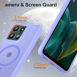 For Motorola Moto G 5G 2025 Case Magnetic Shockproof, [Fit For Magsafe] [Glass Screen Protector] Translucent Anti-Fingerprint Case For Motorola Moto G 5G 2025 (Light Purple)