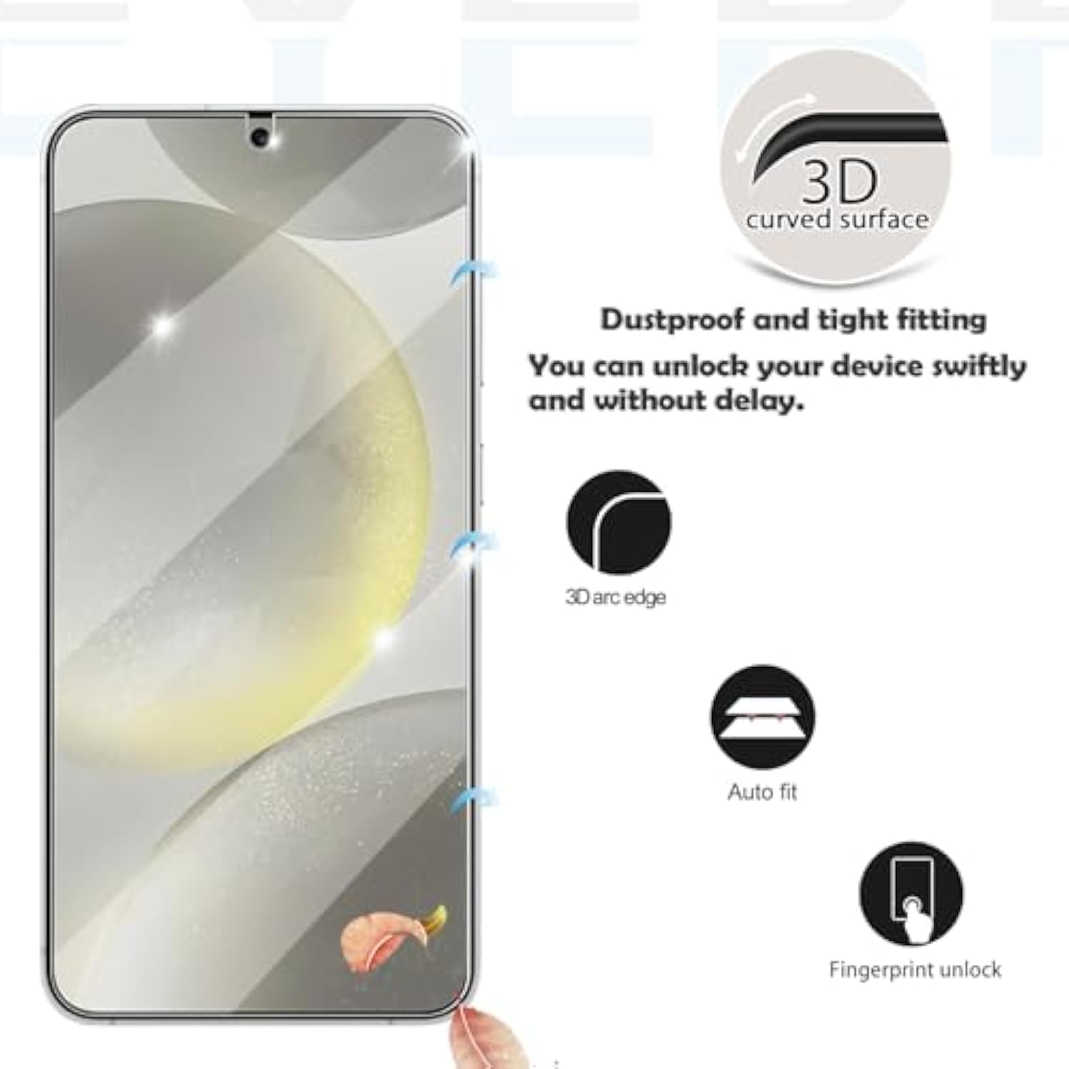Galaxy S24 Screen Protector + Camera Lens Protector, [2 +2 Pack] [Ultrasonic Fingerprint Unlock] [Case Friendly] Full Coverage Tempered Glass Screen Protector For Samsung Galaxy S24