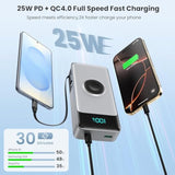 Portable Charger 40800Mah Power Bank With 2 Built-In Retractable Cables,25W Pd Fast Charging Phone Charger With Iwatch Charger,5 Output 2 Input Lcd Display Battery Pack For Iphone 16/15/14/13,Android