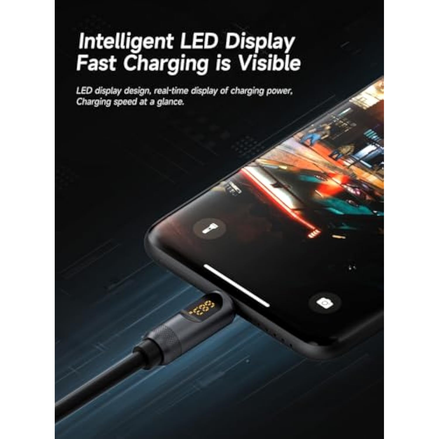 Usb C Cable, Led Display Silicone 240W Fast Charging Cable With 480Mbps Data Transfer, Type C Fast Charger For Iphone 16 15 Pro Max, Ipad, Macbook Pro Air (Yellow, 6.6Ft)