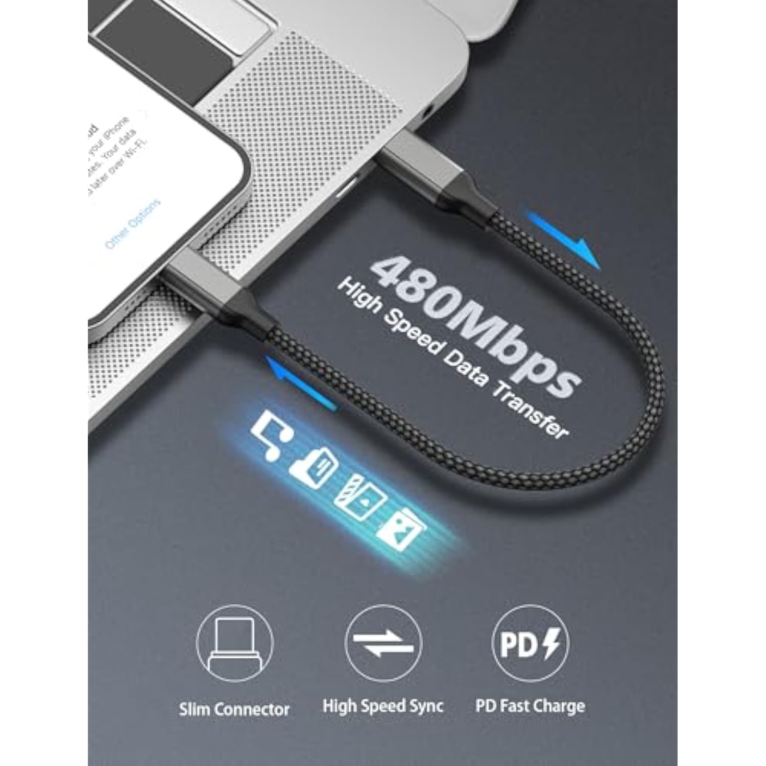 6Inch Usb C To Usb C Cable 4Pack, 60W(3A) Short Usb C Charger Cable, 0.5Ft Typ