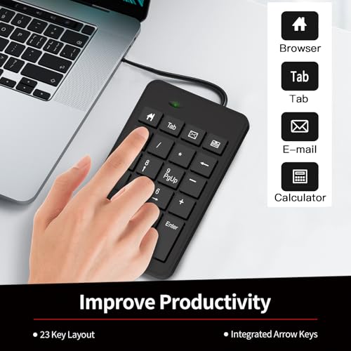 Wired Usb C Number Pad - 23 Keys Type C Numeric Keypad Upgraded Version Of 10 Key Usb Keyboard Financial Accounting Numpad Compatible For Laptop, Pc, Macbook, Notebook, Desktop,Surface Pro
