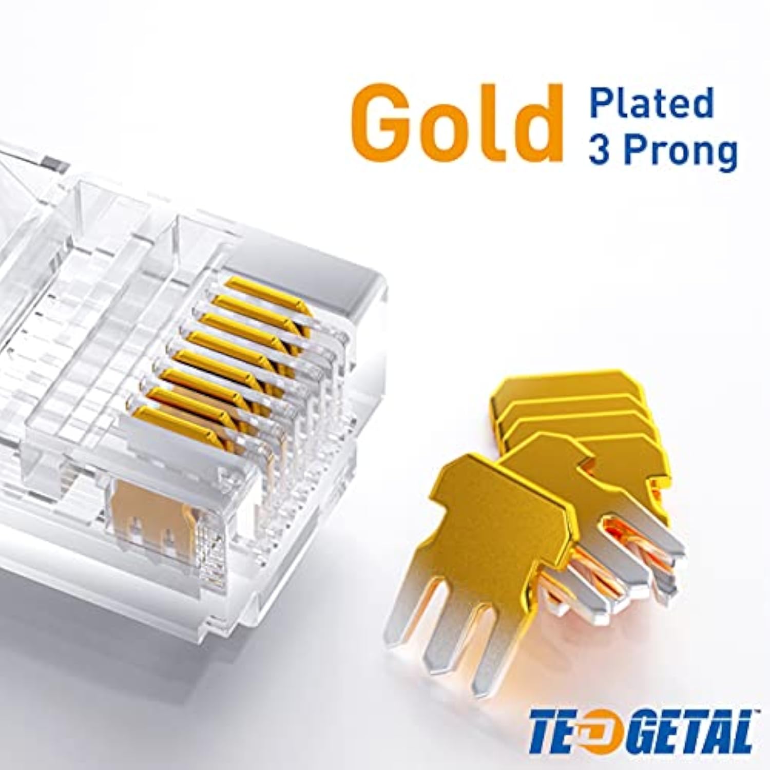 Rj45 Cat5E Connectors 100-Pack Cat5 Ends 8P8C Ethernet Pass Through Plug Gold
