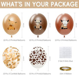 50Pcs Highland Cow Party Balloons Supplies, Brown Highland Cow Printed Party Decorations Latex Balloons For Kid'S Birthday, Baby Showers, And Farm Animal Parties