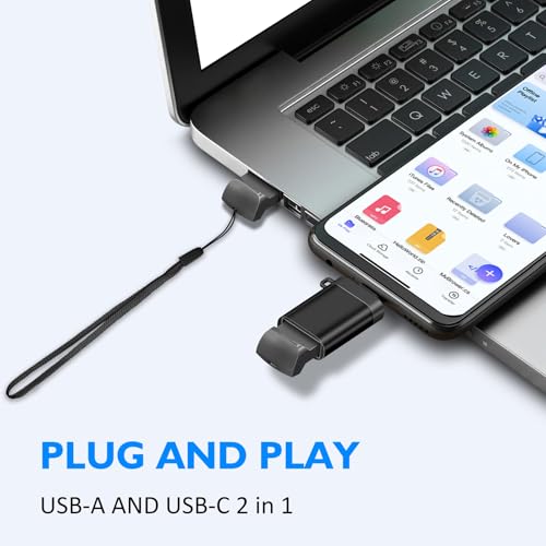 32Gb Usb 3.0 Small Flash Drive With A Usb-C Adapter, Fat32 Metal Mini Usb Drive 32 Gb Thumb Drives Compact Drives For Usb Or Type-C Devices (32Gb, 1 Adapter, 2 Lanyards)