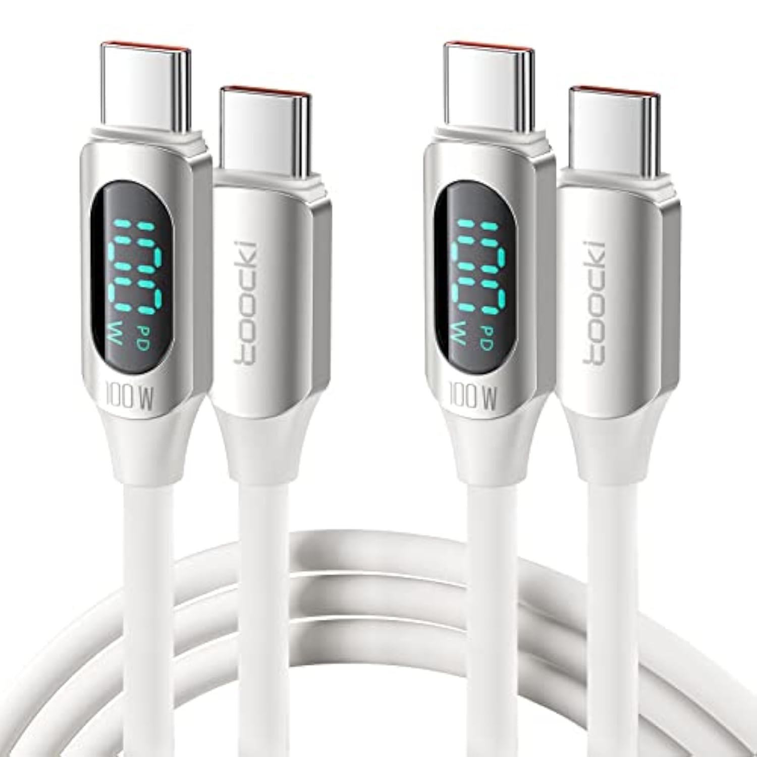 6.6Ft 100W Usb C To Usb C Cable 2Pack Silicone Usb C Cable 5A Usb Type C Fast Charging Cable With Led Display For Samsung Galaxy A54 A44 A34 A24 A14