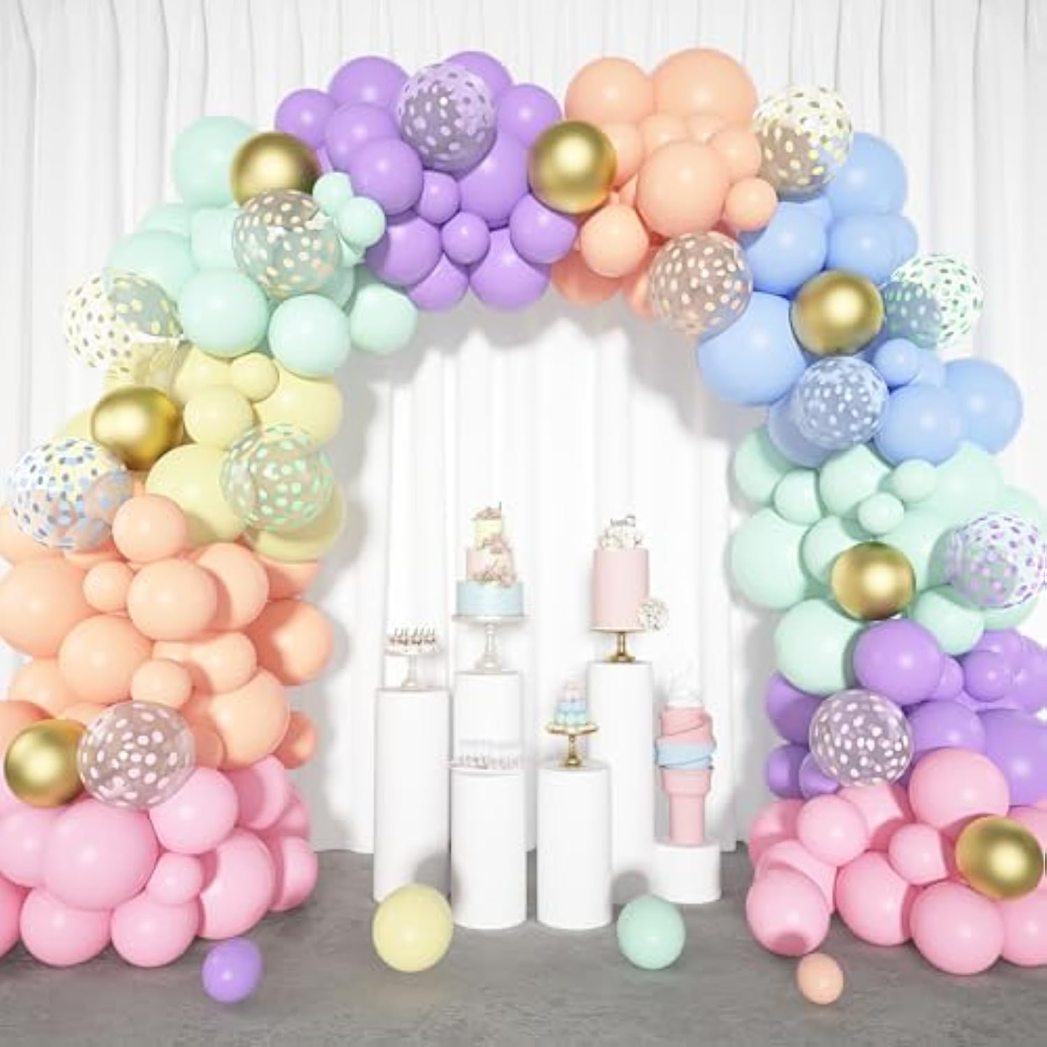 164PCS Pastel Balloon Garland Kit Rainbow Unicorn Arch for Baby Shower & Party