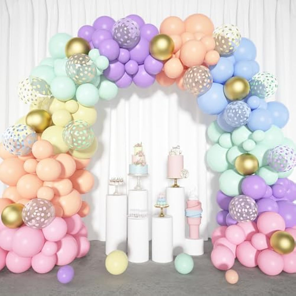 164PCS Pastel Balloon Garland Kit Rainbow Unicorn Arch for Baby Shower & Party