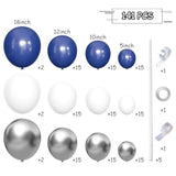 141pcs Blue, White & Silver Balloon Garland Kit for Birthday and Wedding Decor