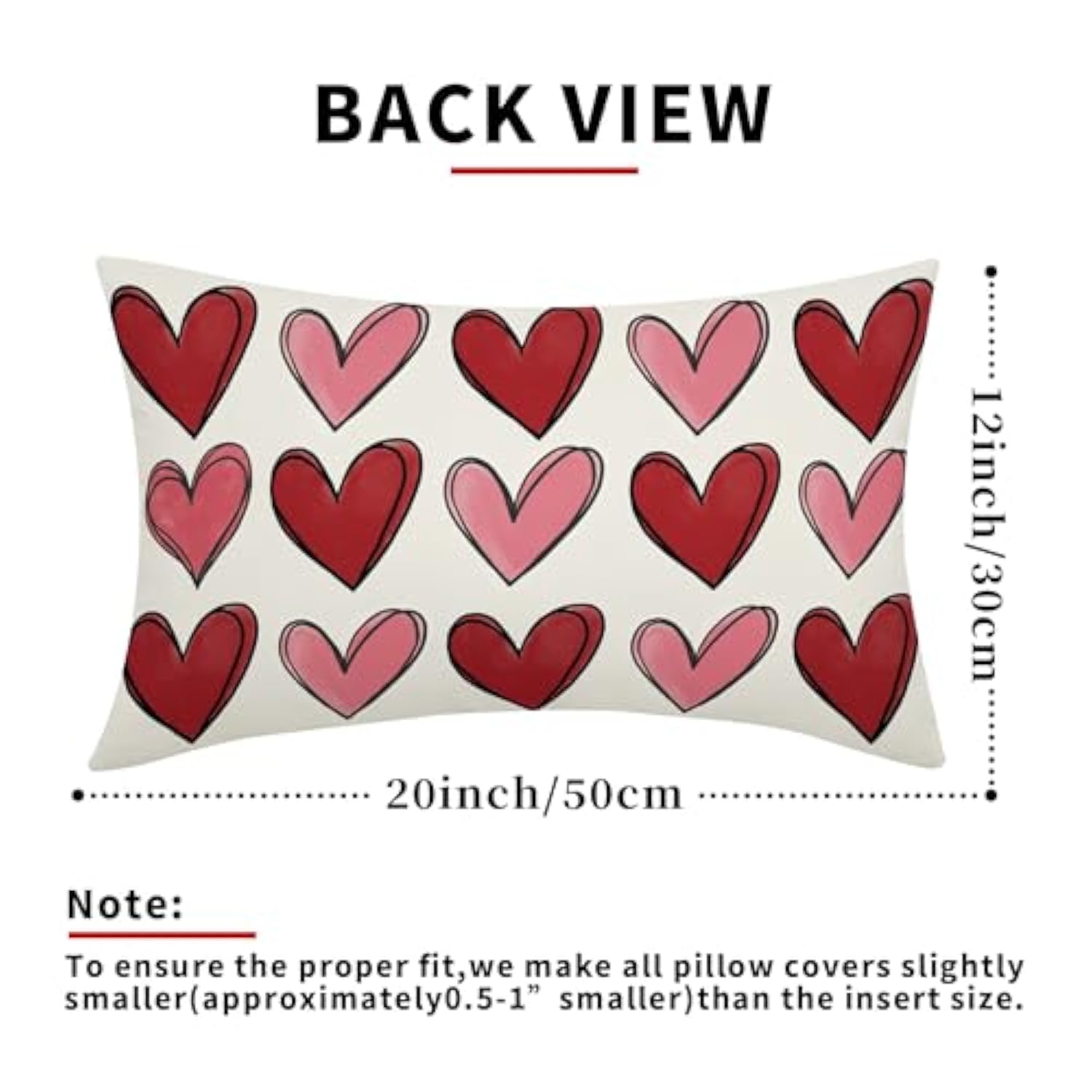 Valentines Day Lumbar Pillow Covers 12X20 In Red Pink Heart Valentine'S Day Decorative Pillow Cases Anniversary Wedding Cotton Linen Throw Pillows Set Of 2 Holiday Home Decor For Sofa Couch Outdoor