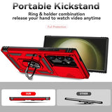 Phone Case For Samsung Galaxy S24 Ultra Case With Kickstand And Slide Camera Cover [ Military-Grade ] Full Body Drop Tested Protective Cover (Red, Galaxy S24 Ultra 6.8)