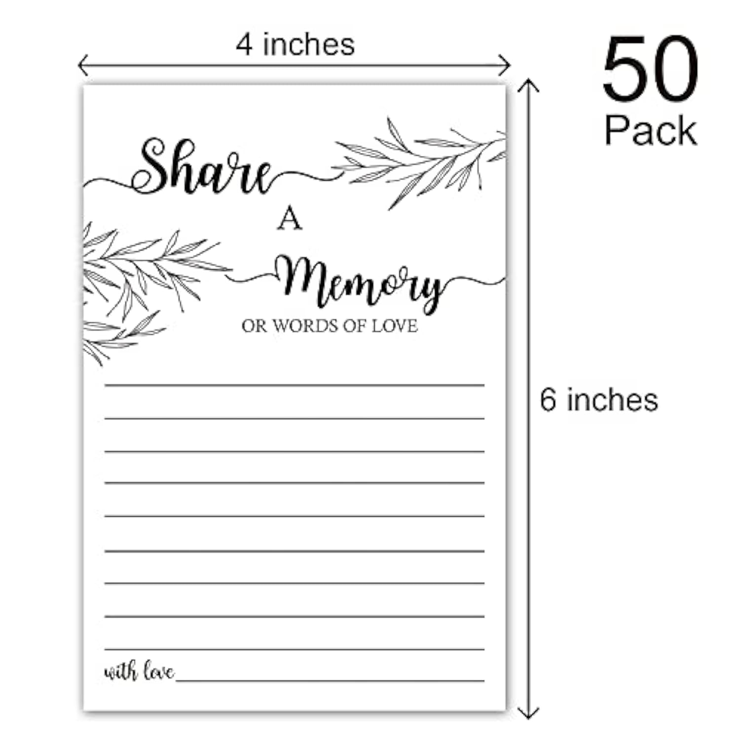 Share A Memory Card, Memorial Cards For Celebration Of Life, Funeral Guest Book, Advice For The Bride, Wedding Favors, Graduation, Retirement, Going Away Party Decorations, 4X6 Inch, 50 Pack