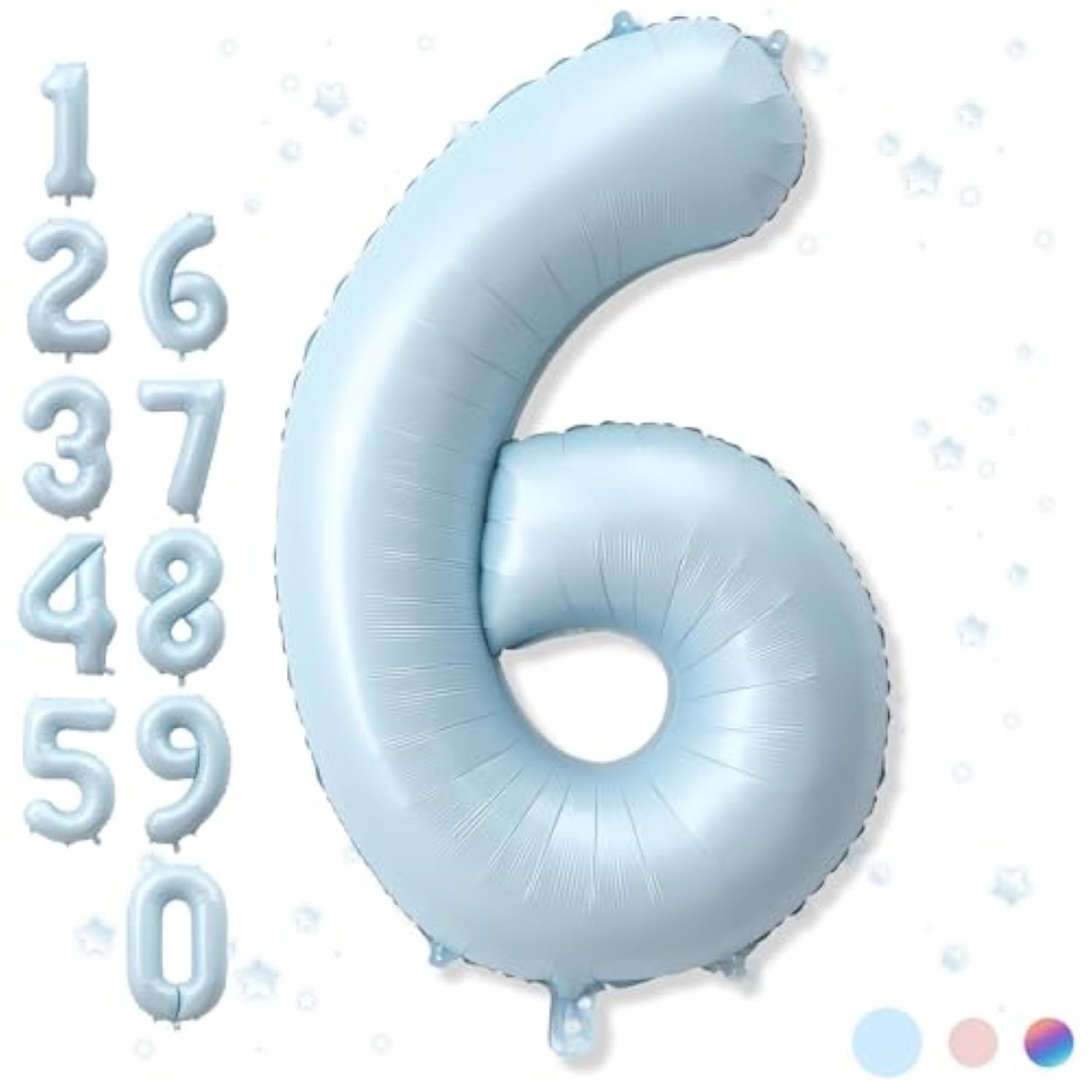 40 Inch 6 Balloon Number, Large Pastel Baby Sky Blue Foil Number 6 Balloons Birthday Party Decor, Light Powder Blue Helium Mylar Self Inflating Balloon For Boys Kid 6Th Birthday Anniversary Decoration
