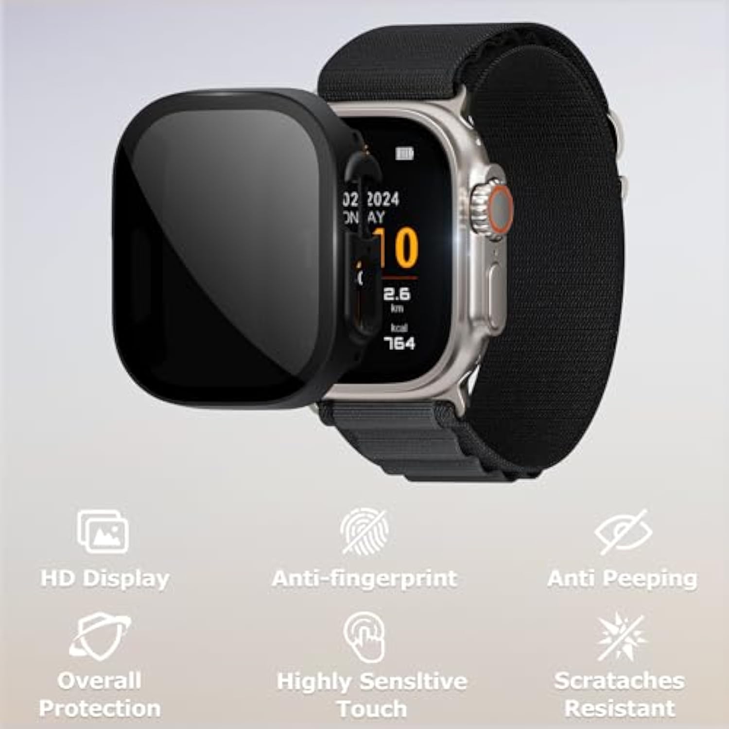 For Apple Watch Ultra/Ultra 2 Privacy Screen Protector Case 49Mm, [Anti-Peeping] Protective Bumper Cover For Apple Watch 49Mm, 2 Pack, Black