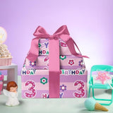 3Rd Birthday Wrapping Paper - Pink Happy Birthday With Floral Design, 6 Sheets, 19.7 X 27.5 Inch Each