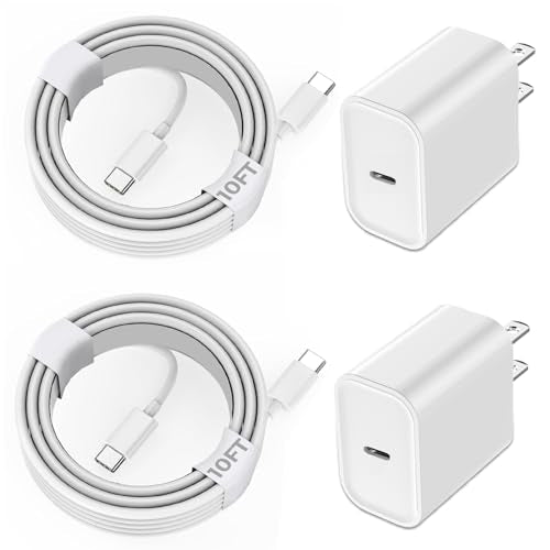 iPhone 17/16/15 Charger Fast Charging,2Pack 10FT Long USB C to C i Phone Fast Charging Cable Cord with 20W USBC Quick Charger Block Adapter for