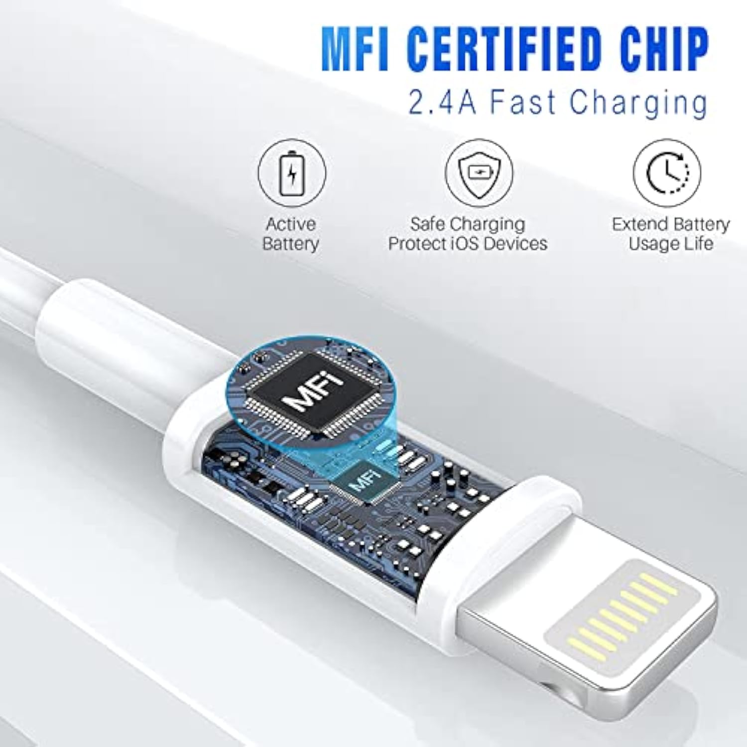 3-Pack Apple MFI Certified 3Ft Lightning Cable Fast Charging for iPhone iPad